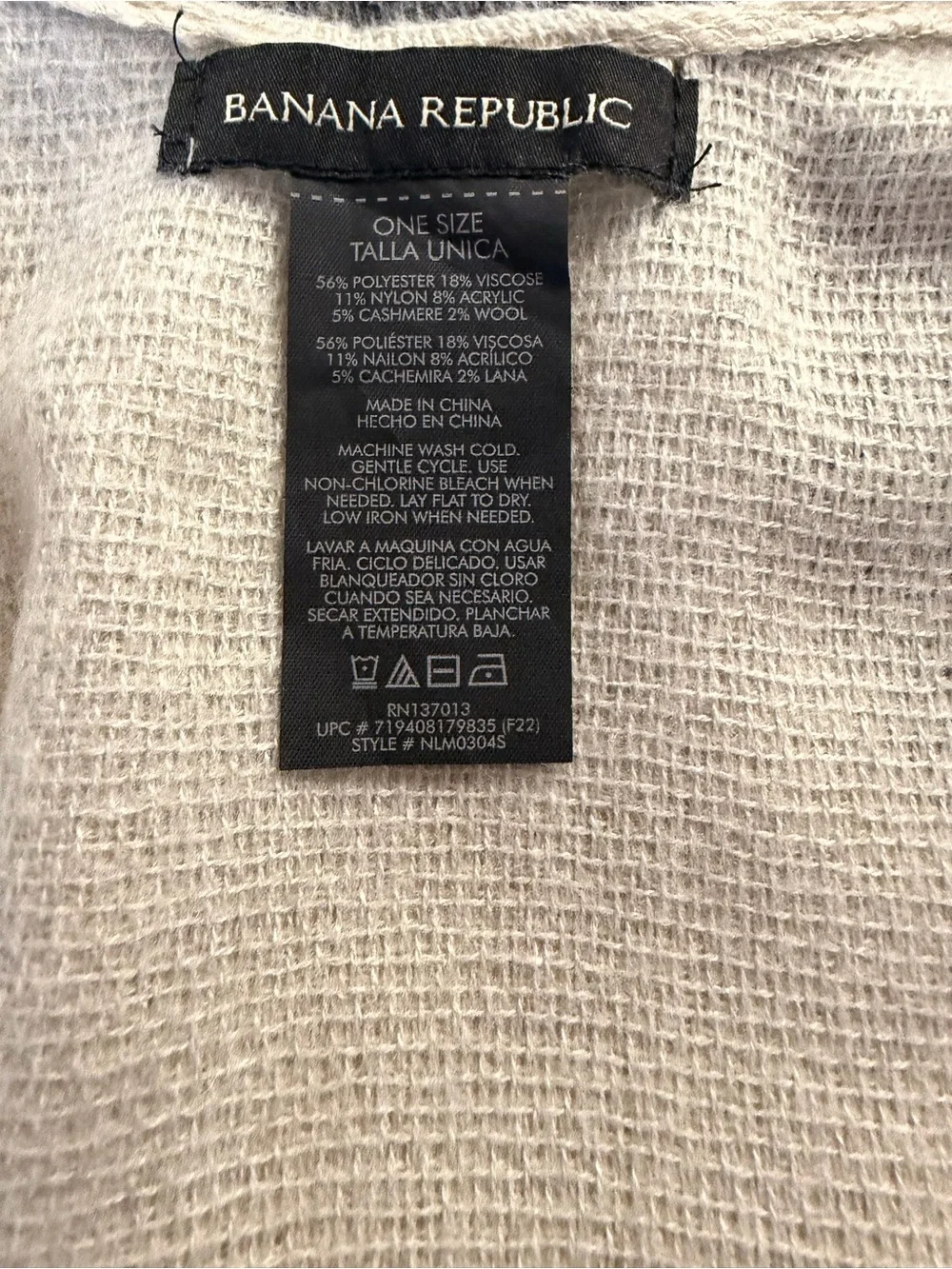 Banana Republic Erin Plaid Wrap Cashmere Blend Fringe Cape Poncho Neutral OS